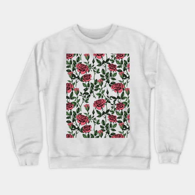 Roses pattern Crewneck Sweatshirt by katerinamk